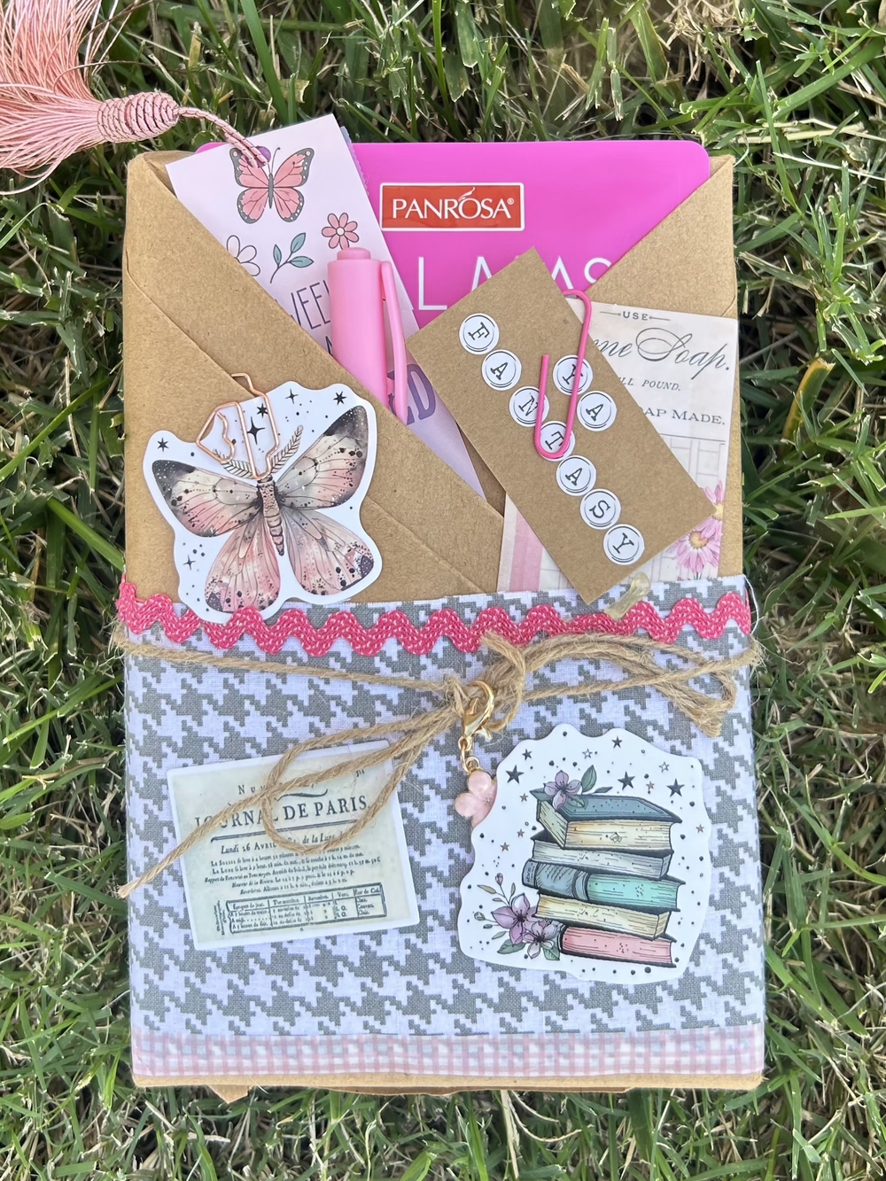 Handmade Pink & Gray Decorative Pocket Organizer - Women Accessories